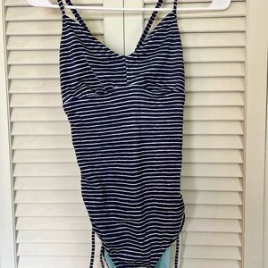 Prana Navy and White Striped Swimwear
